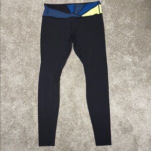 Chic Black Leggings with Colorful Waistband